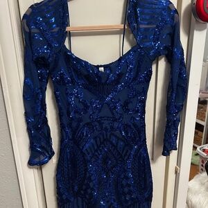 Royal Blue Sequin Homecoming Dress